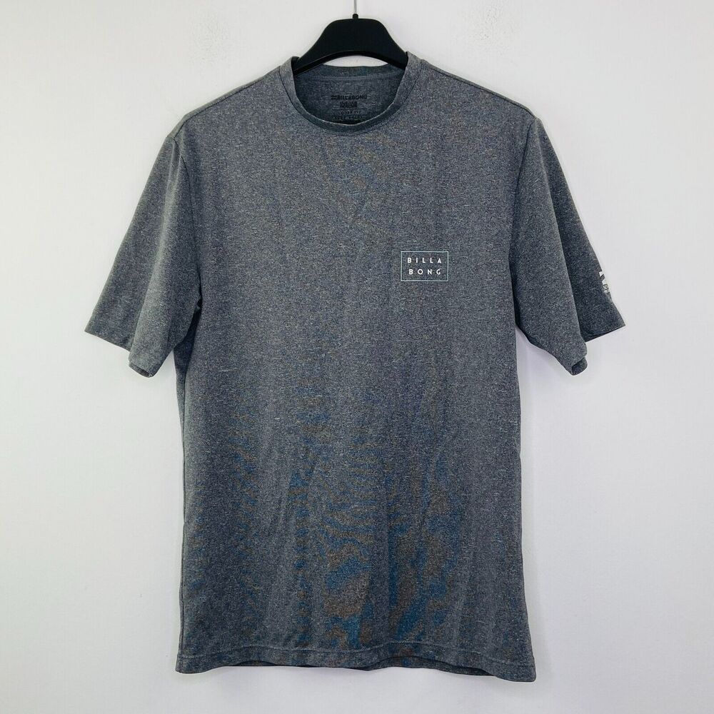 Billabong Men's Medium Surf Shirt Grey Logo Graphic High Neck Loose UV Tee AS21